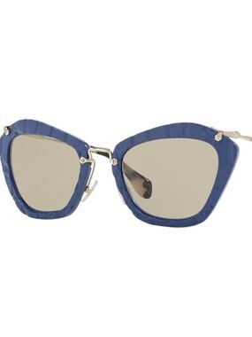 Miu Miu Blue Cat-Eye Sunglasses with Gold Accents